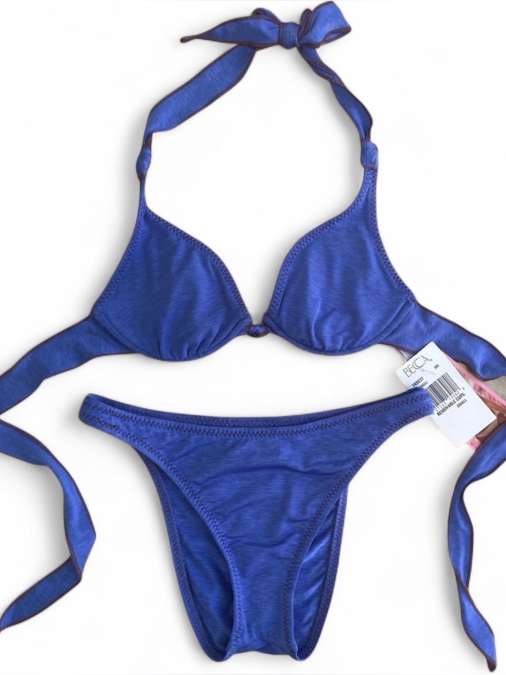 Y2K deadstock bikini swimsuit with halter top that ties at neck and back